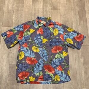 Mens Tommy Bahama‎ 100% Silk Floral Button Down Short Sleeve Shirt